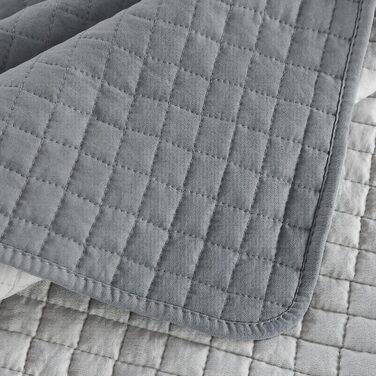 Покривало WOLTU 240x260 см, стьобане, двостороннє, патчворк, для двоспального ліжка, сіре + світло-сіре, 360GSM