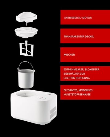 Морожениця UNOLD 48820 Snow з компресором, 100 Вт, знімний контейнер для морозива, для веганського, безлактозного та дієтичного морозива