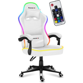 Ігрове крісло Huzaro Force 4.4 RGB біле, ергономічне, LED-підсвітка, екошкіра, регульована висота, підголівник, підтримка до 130 кг