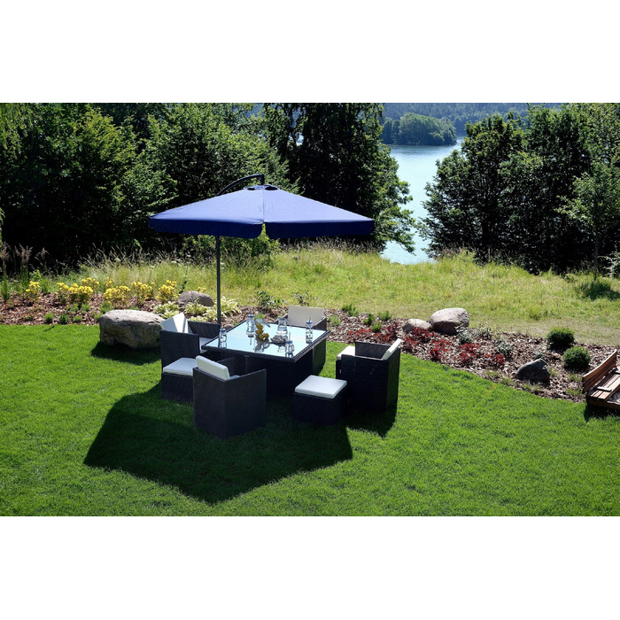 Садова парасолька з консоллю Funfit Garden, синя, 350 x 250 см