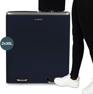 Сміттєвий бак Les Collectionneurs Sensor №1012, 69л, 3 відсіки (47+11+11л), автоматичне відкривання, інфрачервоний датчик, тиха кришка, дизайн (темно-синій)