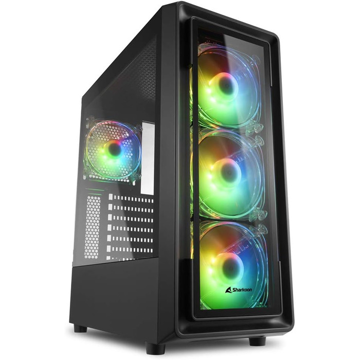 Комп'ютерний корпус Sharkoon TK4 RGB зі скляною панеллю, підсвітка RGB, для ігрового ПК