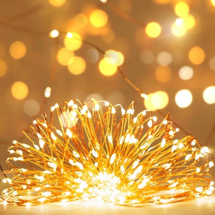 Гірлянда на сонячних батареях LITOGO 12 м, 120 LED, тепле біле світло, водонепроникна, мідний дріт, 8 режимів, для вулиці, балкона, декору, 4 штуки
