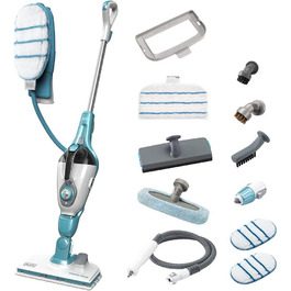 Парова швабра Black+Decker STEAMITT 13-в-1 з ручним пароочисником, рукавичкою, 12 насадками, 1300 Вт, резервуар 500 мл, нагрів 15 сек