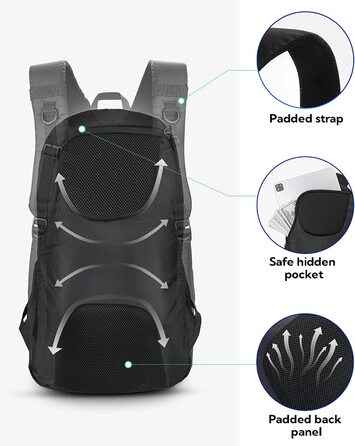 Водонепроникний рюкзак WATERFLY 30 л для трекінгу, подорожей і походів, універсальний туристичний рюкзак для чоловіків та жінок, чорний