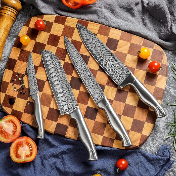 Набір кухонних ножів Astercook 15 предметів з бруском, точилка для ножів, нержавіюча сталь, безпечний для миття в посудомийній машині