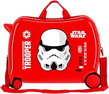 Дитяча валіза Star Wars, червона, 50x38x20 см, жорсткий корпус ABS, кодовий замок, 34 л, 4 колеса, ручна поклажа