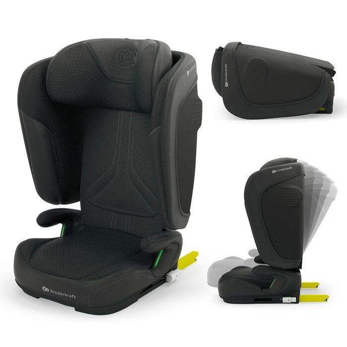 Автокрісло Kinderkraft UNITY 2 i-Size, 100-150 см, 3,5-12 років, регульована підголівник, AIR FLOW, 5 положень спинки, чорний