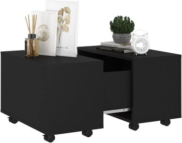 Розсувний журнальний стіл vidaXL для вітальні, чорний, 60x60x38 см, ДСП