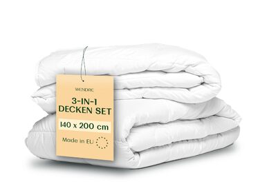 Всесезонна ковдра WENDRE 140x200 см, 2-дільний комплект (150 + 250 г/м²), гіпоалергенна ковдра на 4 сезони