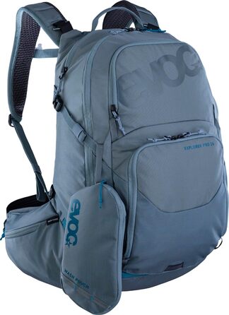 Рюкзак EVOC Explorer Pro 26 л сталевий, з системою вентиляції спини, поясом Airo Flex, відділенням для питної системи та дощовиком – якісний міський та туристичний рюкзак