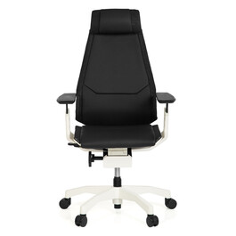 Офісний крісло GENIDIA PRO WHITE - шкіряне, чорне, hjh OFFICE