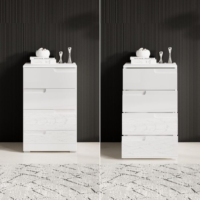 Комод Stella Trading SPICE, білий глянець, сучасний, 50x80x40 см, з великим місцем для зберігання, для вітальні