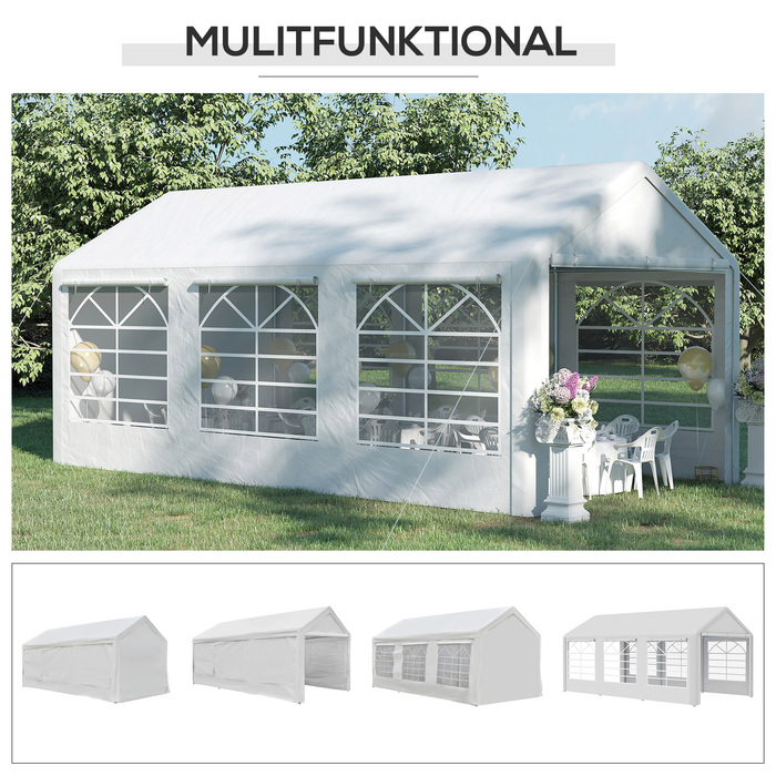 Outsunny Альтанка Marquee Garden Marquee Садова альтанка з 4 боковинами Вікно Поліестер+Метал Білий 3x6м