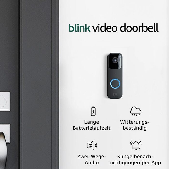 Відеодомофон Blink чорний, HD, довгий час роботи, з двостороннім аудіо, датчиком руху, підтримкою Alexa, легкий монтаж, сповіщення у додатку