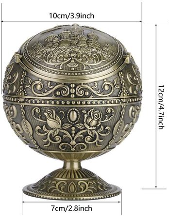 Вітрозахисна креативна вінтажна попільничка з кришкою для сигарет, металева портативна попільничка для вулиці та дому, ретро-попільничка у вигляді кулі з кришкою