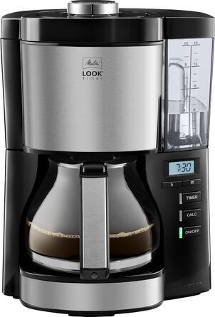 Кавоварка фільтр Melitta Look Timer з таймером, скляна колба, краплезахист, 10 чашок, чорна