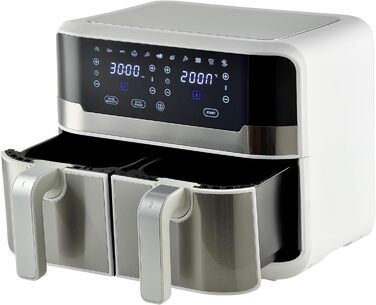 Фритюрниця MasterPRO Rocket Duo 900, подвійна, без олії, 9 л, 2400 Вт, біла