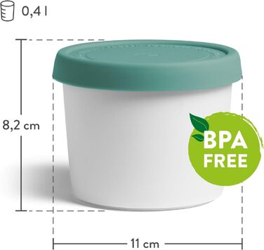 Контейнери для морозива SPRINGLANE, набір 4 шт по 400 мл, м'ятного кольору, BPA-free, харчовий пластик