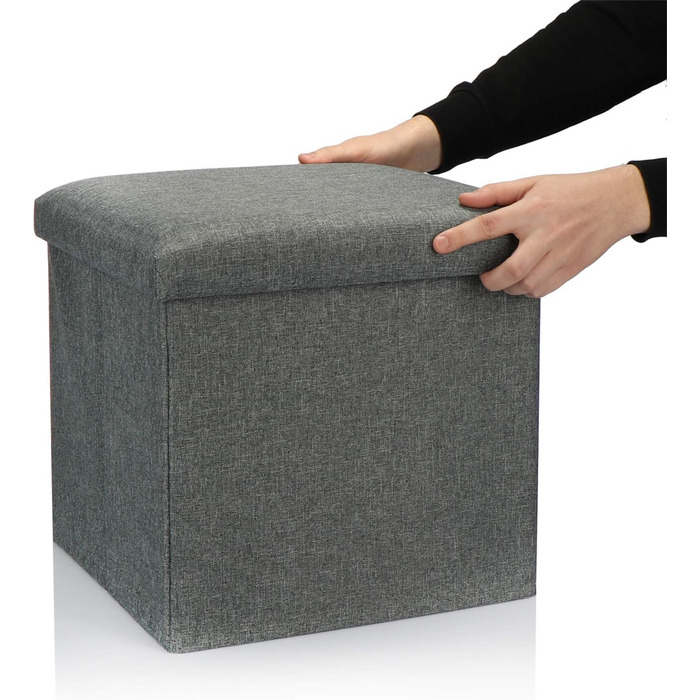Складаний пуф com-four® з місцем для зберігання, 40 л, сірий