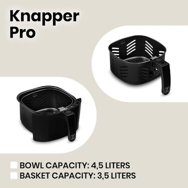 Аерофритюрниця ZEEGMA Knapper Pro Turbo 1400 Вт, 4,5 л, тефлонове покриття, 8 програм, швидке та здорове приготування, чорна
