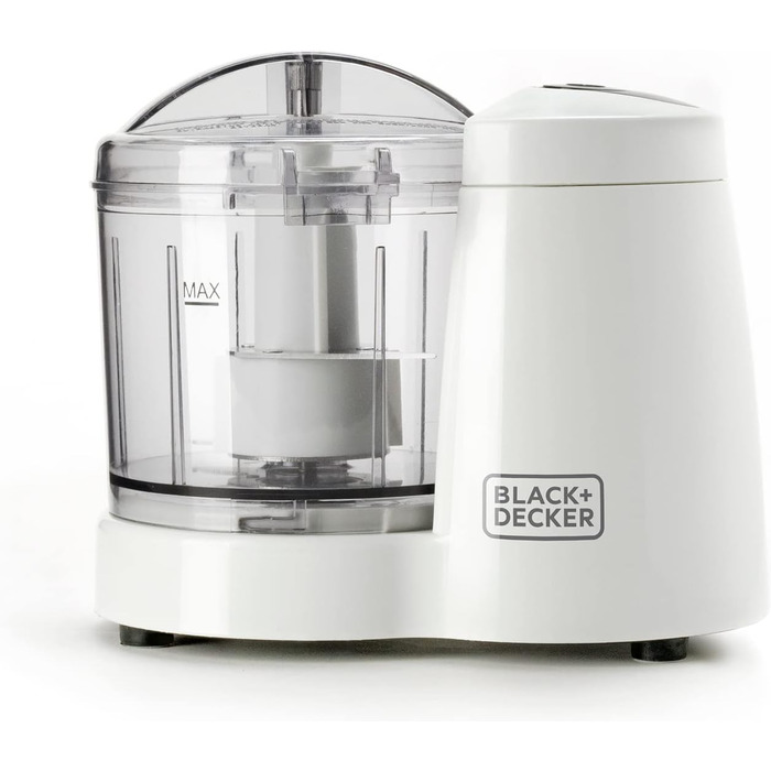 Подрібнювач Black+Decker BXCH120E, 120 Вт, 350 мл, 1 швидкість, нержавіючі леза, просте очищення, біло-сірий