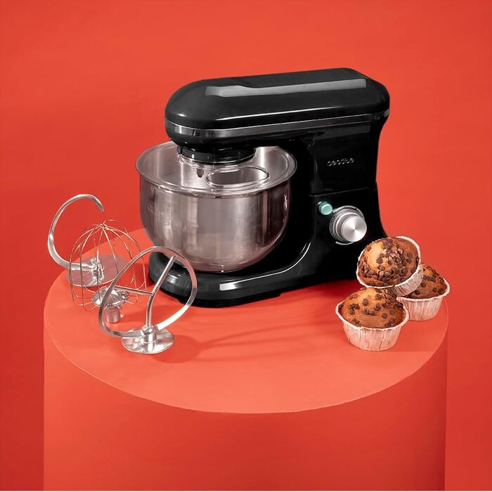 Міксер Cecotec Cecomixer Merengue 5L з потужністю 1200 Вт, 6 швидкостей, чорний, з нержавіючою чашею 5л та набором для збивання та замішування