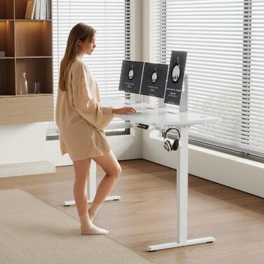 Airfish електричний стіл 160x70 см, регулювання висоти, USB, пам'ять, білий