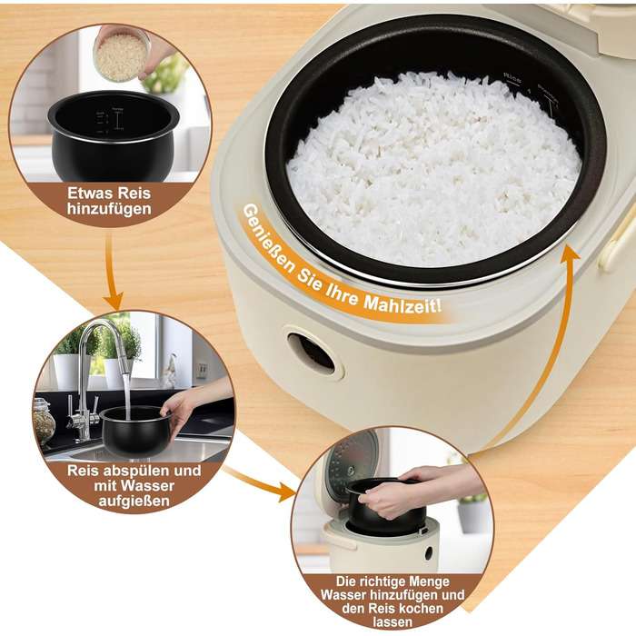 Рисварка електрична Bear Reiskocher 3.5 чашки (2л) з пароваркою, 350W, 6 програм для 2-4 осіб