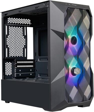 Корпус для ПК Cooler Master TD300 Mesh Mini-Tower для Micro-ATX та Mini-ITX, ігровий корпус з високим повітряним потоком, 2 ARGB вентилятори 120 мм, бічна панель із загартованого скла, знімна кришка, ARGB/PWM-хаб