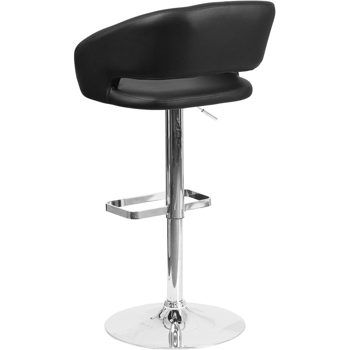 Барний стілець Flash Furniture, регульований по висоті, металевий, хромована основа, чорний вініл, 58,4×57,2×37,5 см