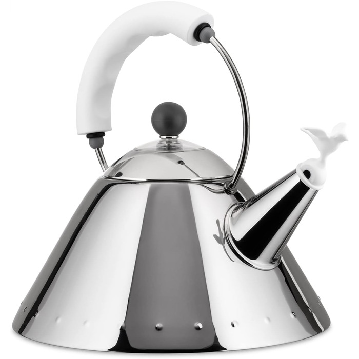 Чайник Alessi Wasserkessel з ручкою та свистком у формі пташки, PA, білий (білий, нержавіюча сталь)