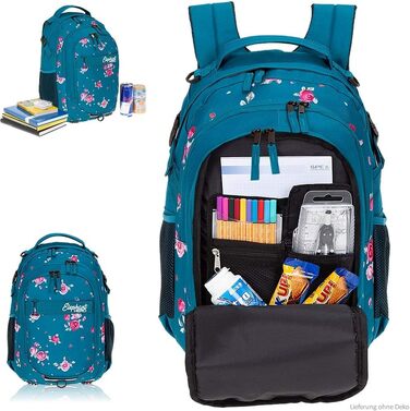 Набір шкільний рюкзак Elephant Hero Signature 12868, 3 предмети, колір Violet Cube (Blue Flower / Блакитний та Рожевий)