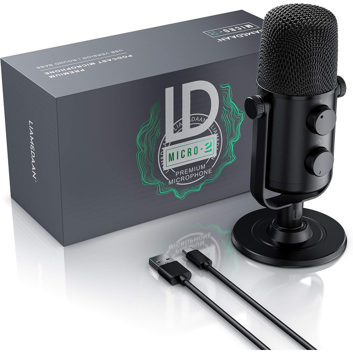 CSL USB мікрофон-конденсатор для ПК з підставкою та поп-фільтром, кардіоїдна спрямованість, настільний мікрофон для геймінгу, стрімінгу, подкастів, Plug & Play