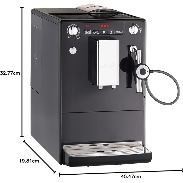 Кавомашина Melitta Caffeo Solo & Perfect Milk з молочною системою, капучинатором, 3 рівнями міцності, чорна (E957-201)