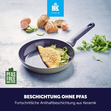 Набір сковорідок BK Enjoy Keramik, 2 шт, Ø24/28 см, антипригарне покриття, індукція, зелений оливковий