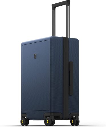Валіза LEVEL8 на 4 колесах, жорсткий пластиковий чемодан 100% полікарбонат, TSA замок, мікродіамантова текстура, ручна поклажа, синій, 54x23.5x37 см, 40 л