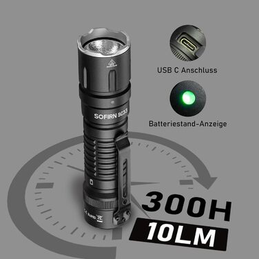 Ліхтарик Sofirn SC33 LED 5200 Люменів, надяскравий, акумуляторний, EDC, портативний, з Type-C зарядкою і електронною кнопкою, для пошуку, туризму, надзвичайних ситуацій