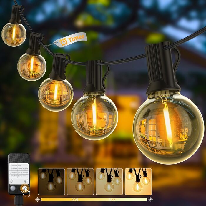 Гірлянда світлодіодна вулична Yuusei 60м з димером, IP45, 82 LED G40 для саду, тераси, вечірки