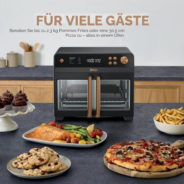 Мультипіч Ninja French Door Premier Air Fry Oven 10-в-1, 20.3 л, з кошиком для фритюрниці 5 л та аксесуарами, чорна, FO101BK