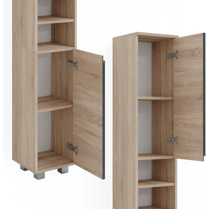 Шафа для ванної Vicco J-Shape, дуб сонома/антрацит, 30x190 см