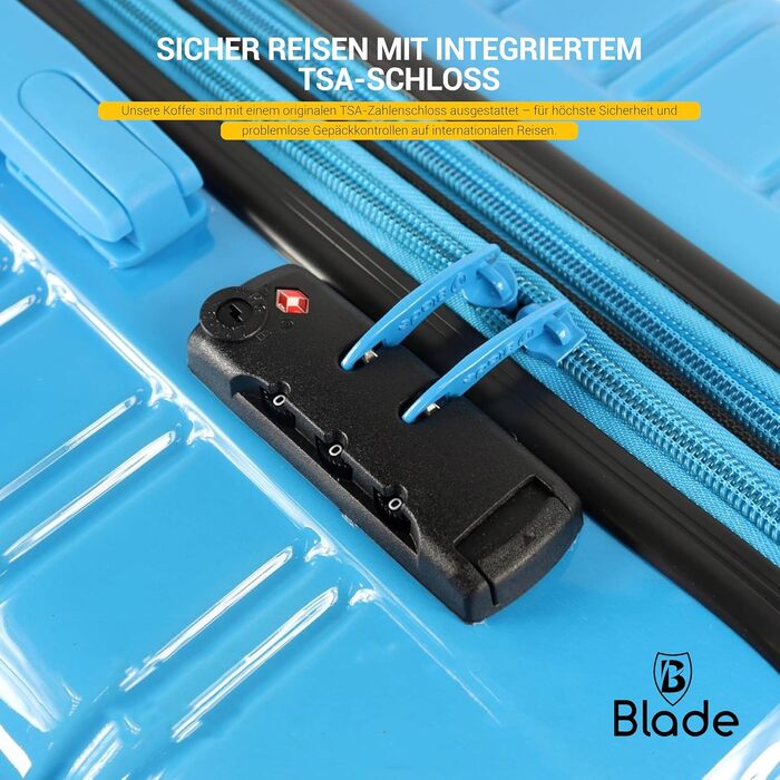 Набір валіз Blade 3 шт. розширювані - полікарбонатні валізи на колесах з TSA замком (синій, великий розмір)