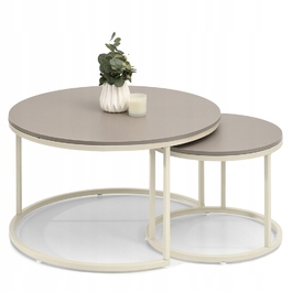 Круглий кавовий столик Mebel-Partner, 80 x 80 x 48,5 см, кремовий, відтінки бежевого