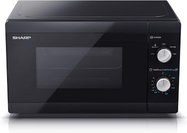 Мікрохвильова піч SHARP MS01EB, 800 Вт, 5 рівнів потужності, функція розморожування, 44x25,8x34,4 см, чорна