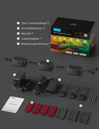 Розумна зовнішня стінова підсвітка для паркану Govee RGBWIC, водонепроникна IP65, комплект 12 шт (2 набори по 6)