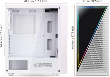 Ігровий корпус для ПК Empire Gaming Crystal, ARGB, середній Tower, ATX/Micro ATX/ITX, 3D-дзеркальний ефект, адресований RGB-вентилятор 120 мм, білий