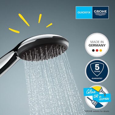 Душовий набір GROHE Vitalio 110: ручна лійка з шлангом 1.5м, економна (8 л/хв), 1 режим струменя, хром, 26720001