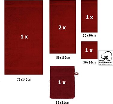 Набір рушників Betz Premium 6 шт, 100% бавовна, рубіново-червоні: 1 пляжний, 2 для рук, 1 гостьовий, 1 для вмивання, 1 для мила