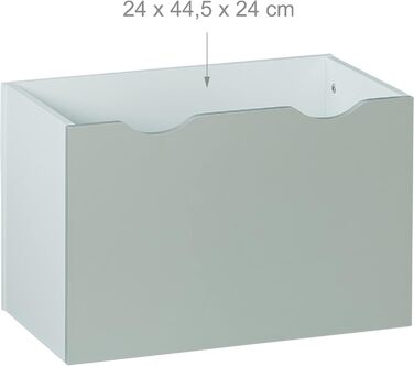 Дитяча полиця Relaxdays з 3 відділеннями, ігрова скриня на колесах, 70x50,5x28 см, вузький іграшковий стелаж, біло-сіра