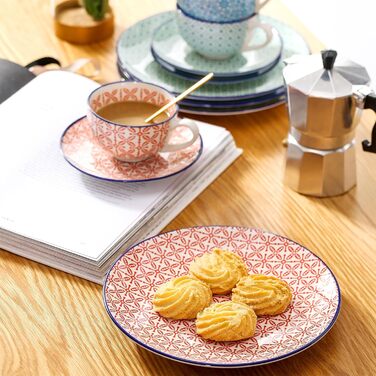 Набір кавовий порцеляновий Vancasso Macaron, 12 предметів, для 4-12 осіб: 12 чашок, 12 підставок, 12 десертних тарілок